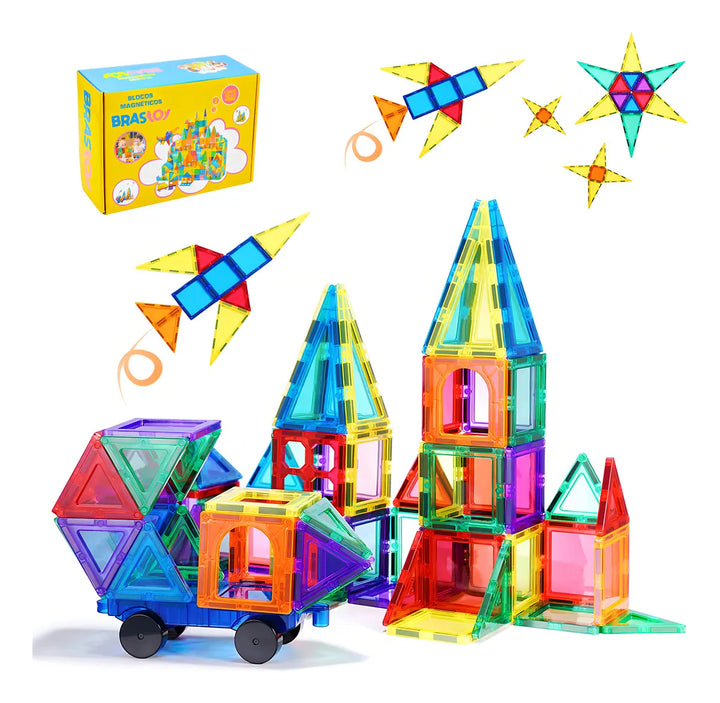 Blocos De Construção Magnéticos 65 pecas desenvolvimento infantil